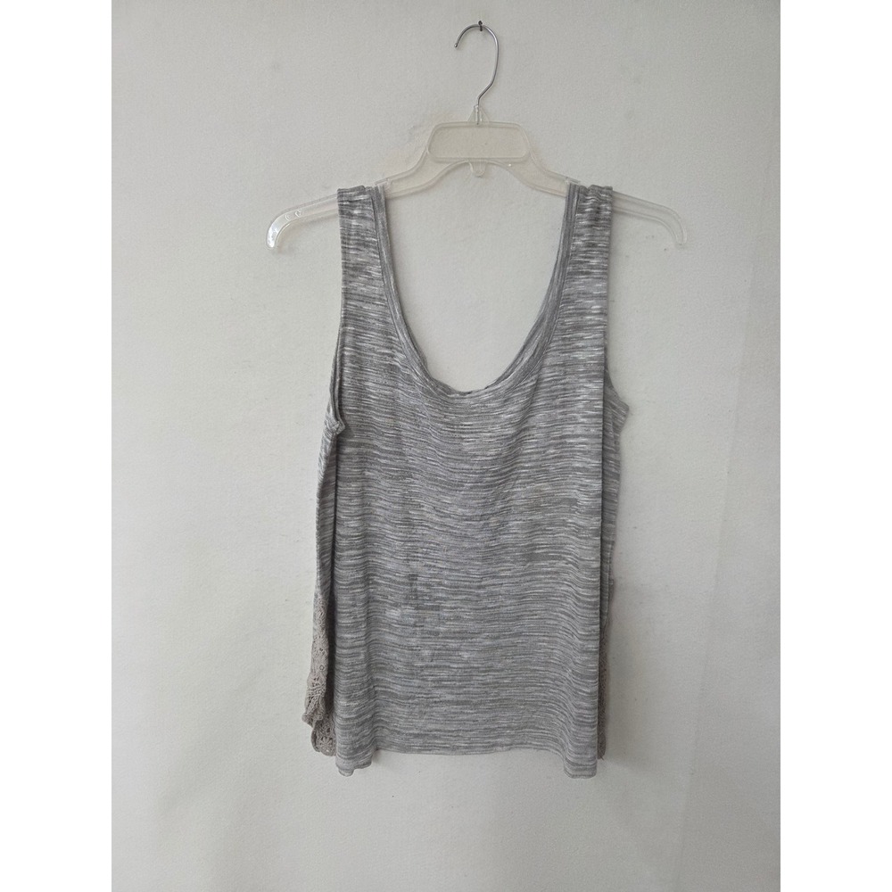 Torrid Tank Top Womens Plus Size 1 Grey Sparkle Space Dye Crochet Lace Trim